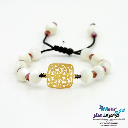 دستبند طلا و سنگ - طرح گل‌های بهاری-SB0195